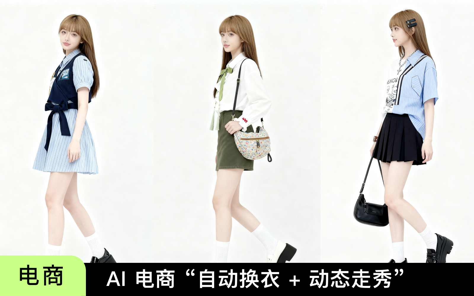 服装电商-AI 电商 “自动换衣 + 动态走秀”