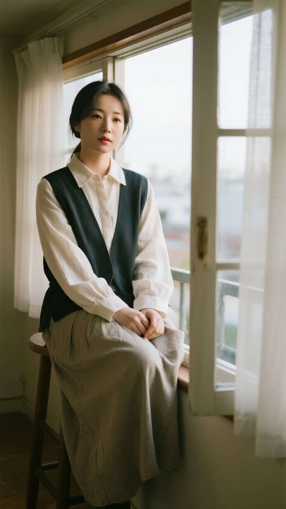 jimeng-2025-12-04-3226-Subject_ A woman sitting by the window, ....png