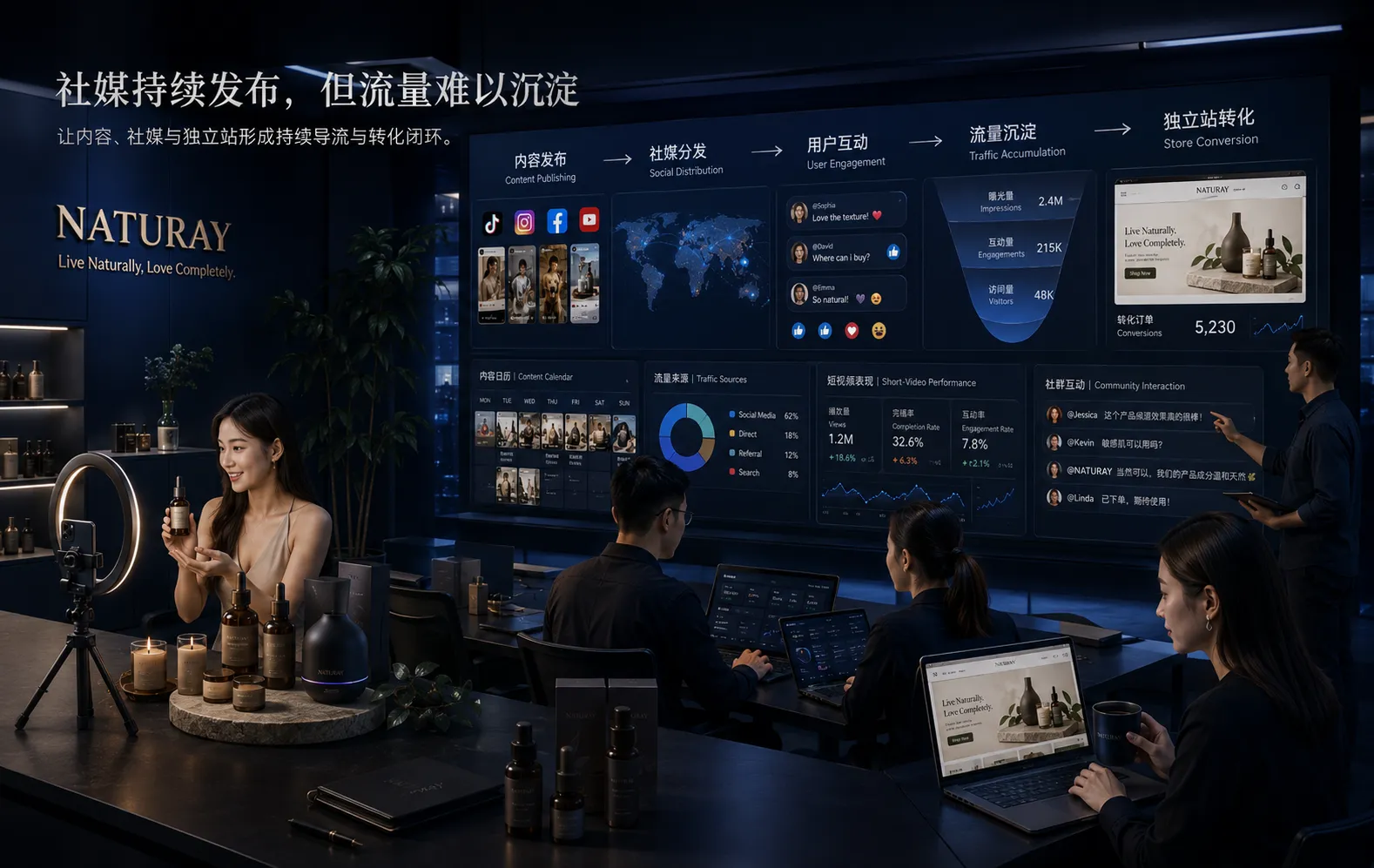 社媒持续发布，但流量难以沉淀
