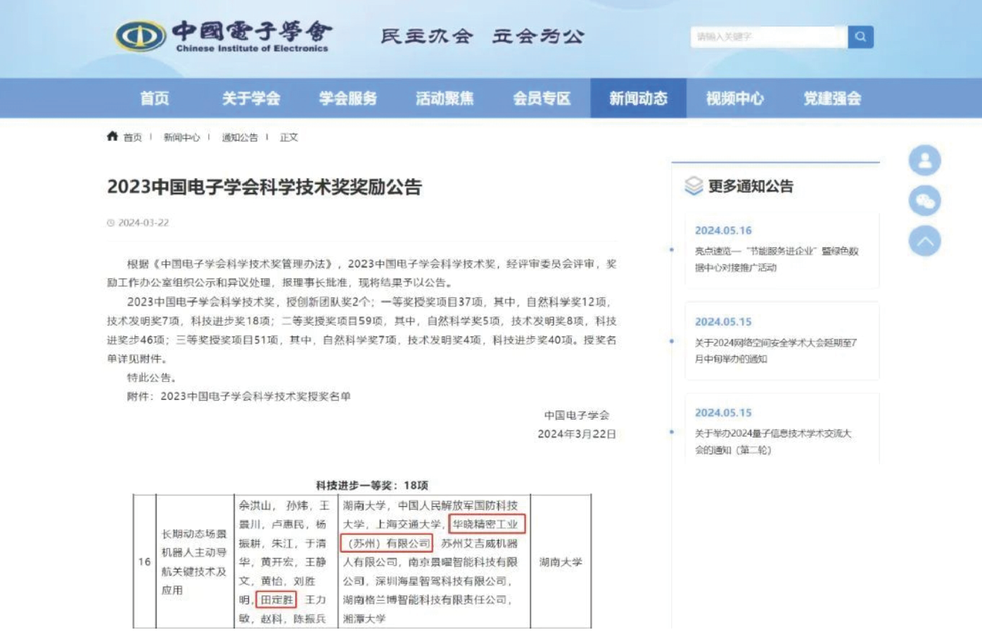 Good News | Huaxiao Precision Wins First Prize of Science and Technology Progress Award from Chinese Institute of Electronics!