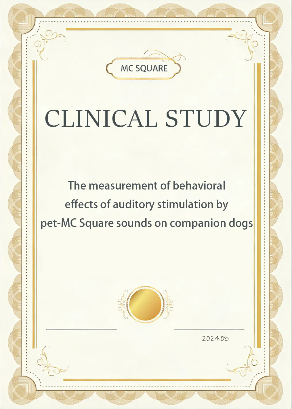 The measurement of Behavioral Effects of Auditory Stimulation by Pet-MCsquare sounds on companion dogs