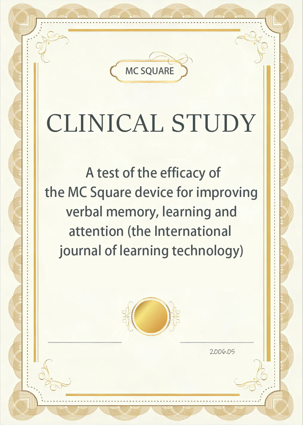 A Test of the efficacy of the MCsquare device for improving verbal memory, learning and attention (The International Journal of Learning Technology)<br>The International Journal of Learning Technology (paper title not shown; may be a label/duplicate of the 2006 item)