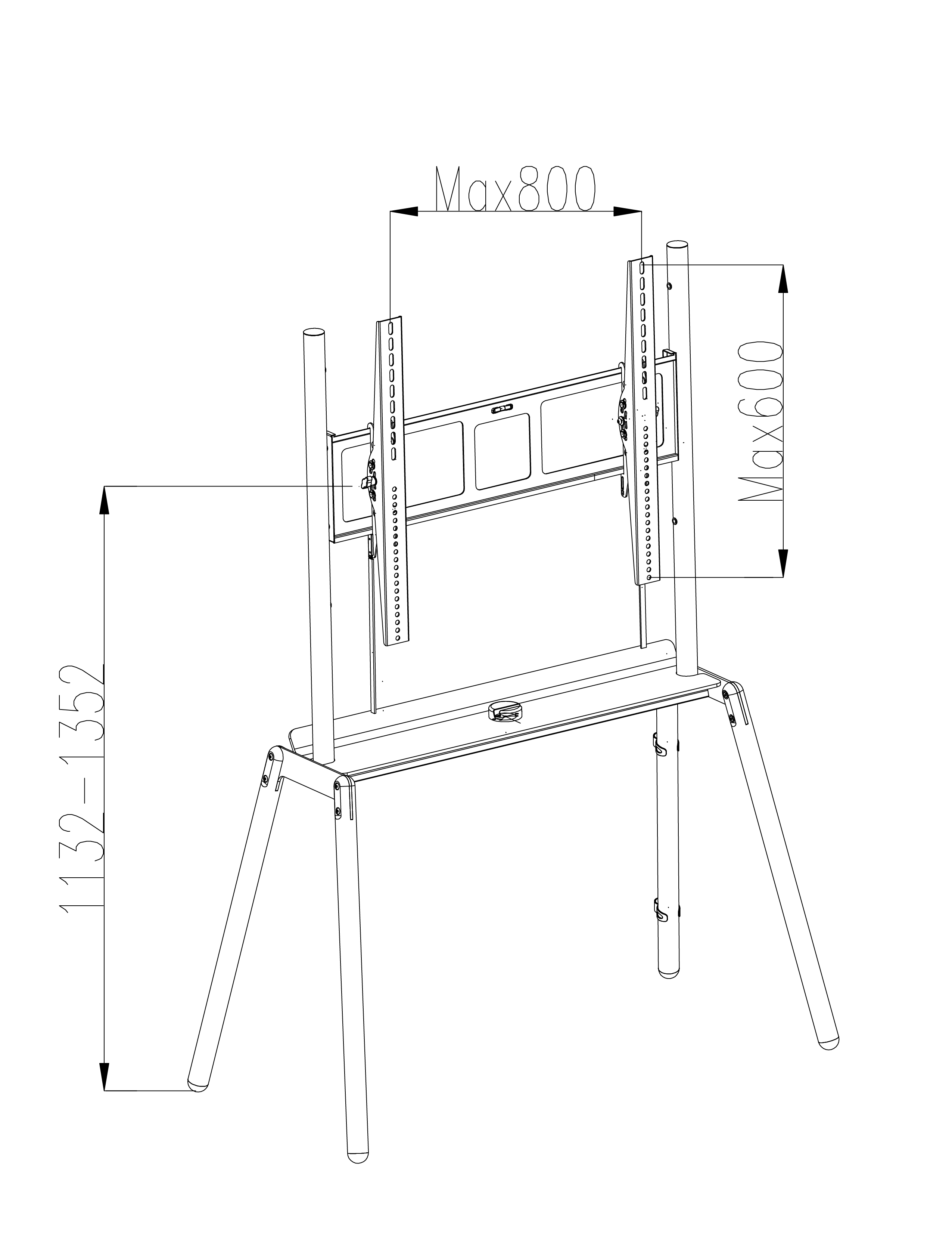 Vmounts easytoinstall heightadjustable TV stand with bracket VMTC004