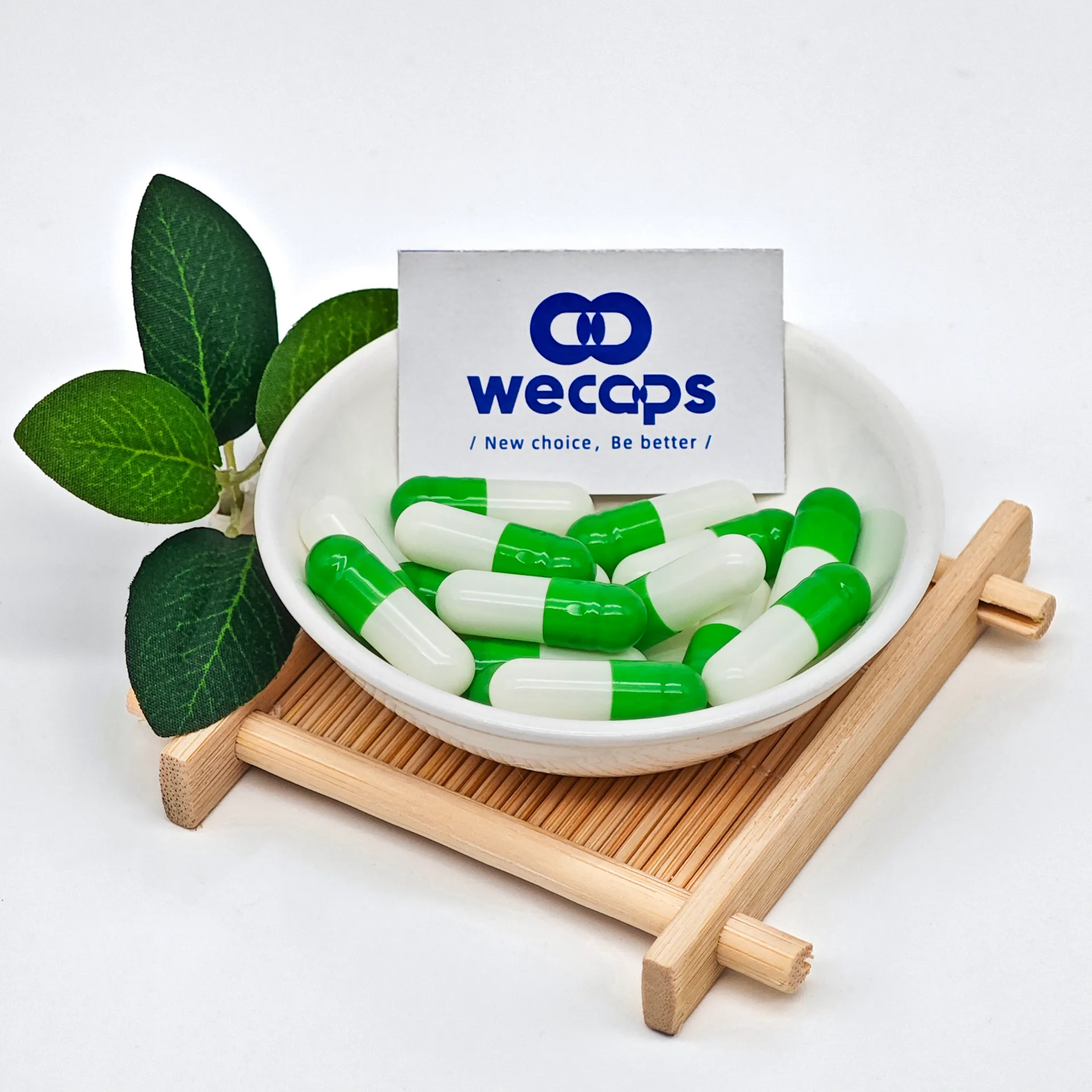 Gelatin Capsules Green Cap White Body