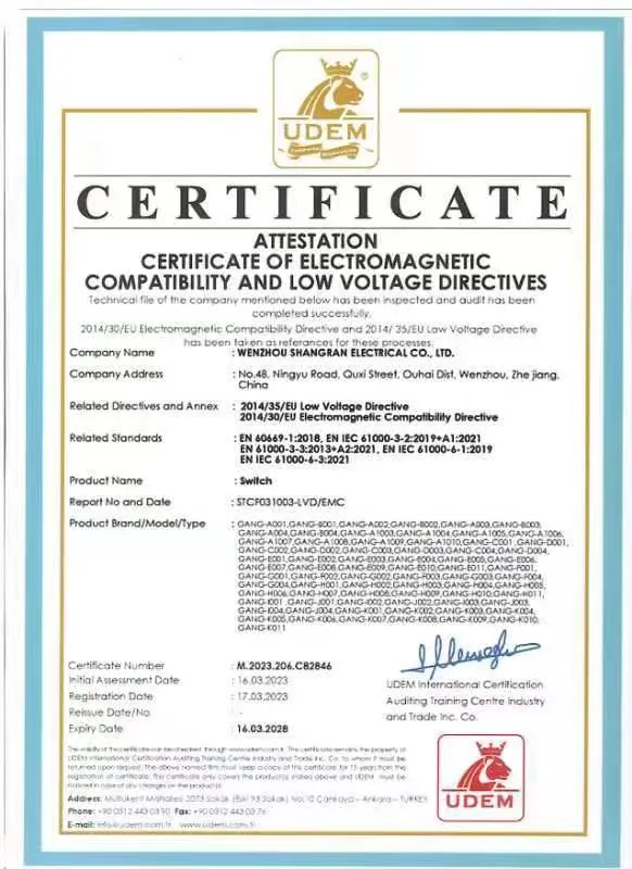 CE Compliance Certificate for Switch Products